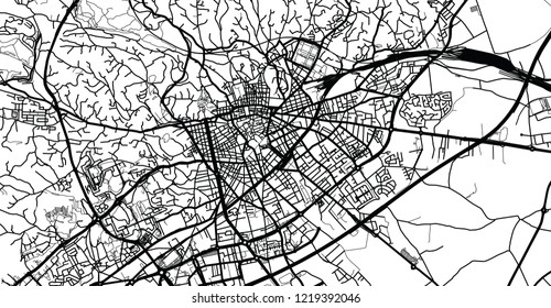 Urban vector city map of Nimes, France