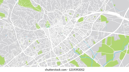 Urban vector city map of Nimes, France