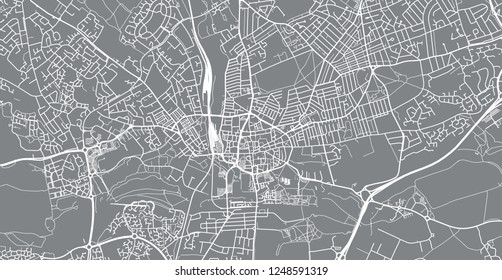 Urban vector city map of Northampton, England