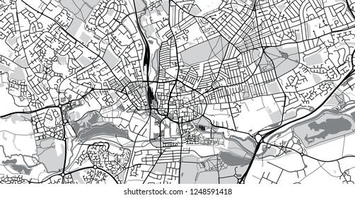 Urban vector city map of Northampton, England