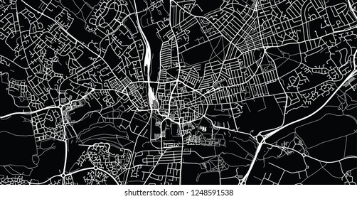 Urban vector city map of Northampton, England