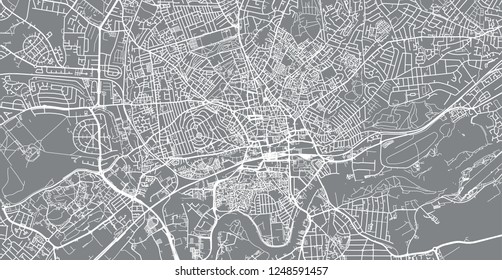 Urban vector city map of Nottingham, England