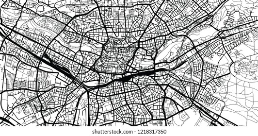 Urban vector city map of Nuremberg, Germany