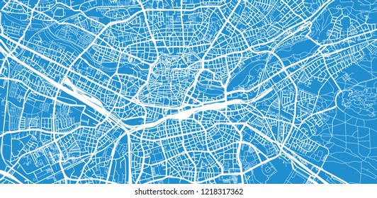 Urban vector city map of Nuremberg, Germany