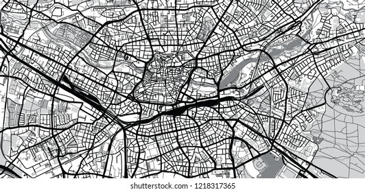 Urban vector city map of Nuremberg, Germany