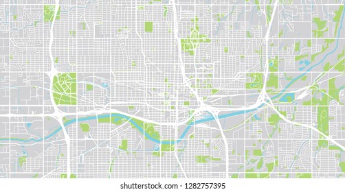 Urban vector city map of Oaklahoma City, United States of America