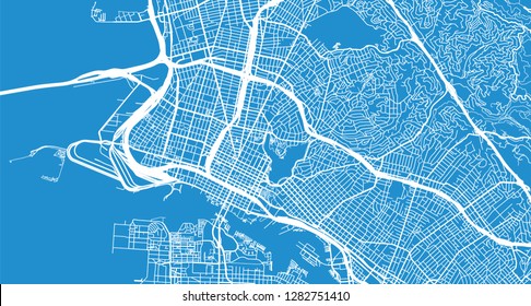 Urban vector city map of Oakland, California, United States of America