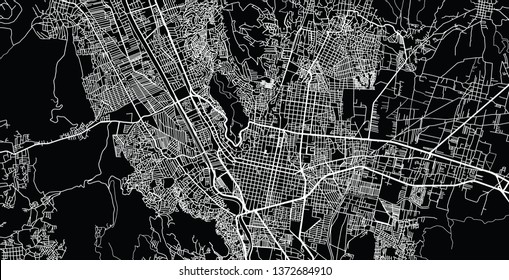 Urban vector city map of Oaxaca, Mexico