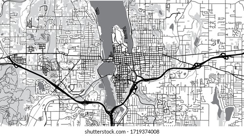 Urban vector city map of Olympia, USA. Washington state capital