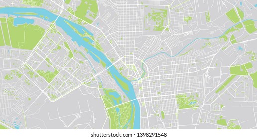Urban vector city map of Omsk, Russia