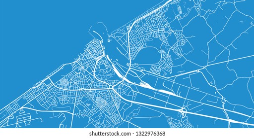 Urban vector city map of Ostend, Belgium
