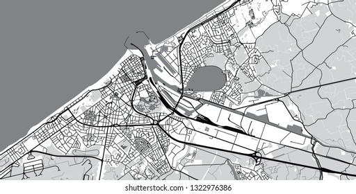 Urban vector city map of Ostend, Belgium