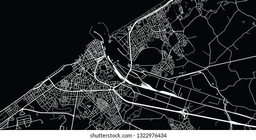 Urban vector city map of Ostend, Belgium
