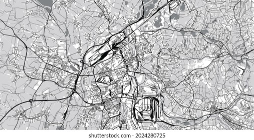 Urban vector city map of Ostrava, Czech Republic, Europe