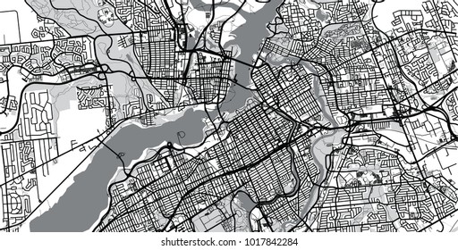 Urban vector city map of Ottawa, Canada