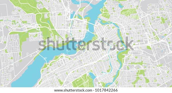 Urban Vector City Map Ottawa Canada Stock Vector (Royalty Free ...