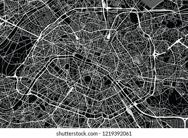 Urban vector city map of Paris, France