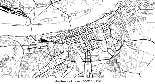 Urban vector city map of Perm, Russia