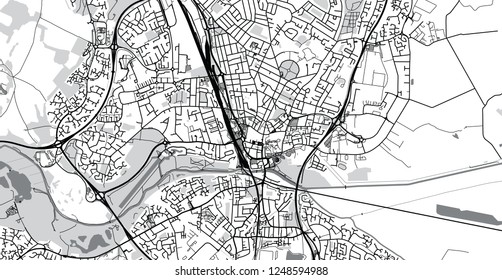 Urban vector city map of Peterborough, England