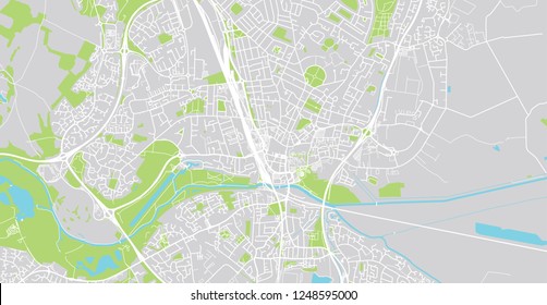 Urban vector city map of Peterborough, England