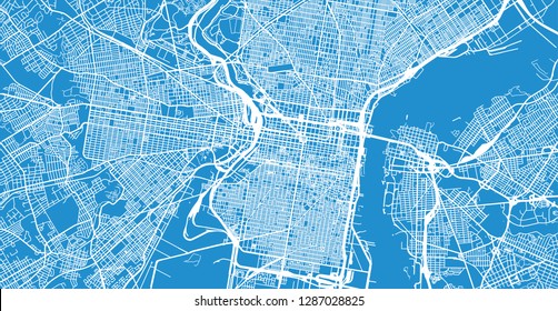 Urban vector city map of Philadelphia, Pennsylvania, United States of America