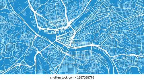 Urban vector city map of Pittsburgh, Pennsylvania, United States of America