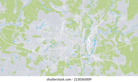 Urban vector city map of Poltava, Ukraine, Europe