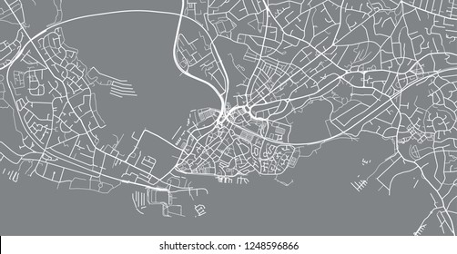 Urban vector city map of Poole, England