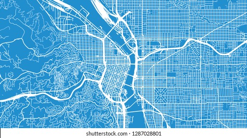 Urban vector city map of Portland, Oregon, United States of America