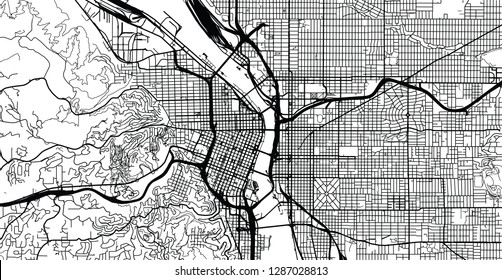 Mapa urbano vectorial urbano de Portland, Oregón (Estados Unidos de América)