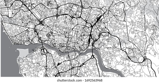 Urban vector city map of Porto, Portugal