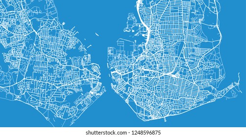 Urban vector city map of Portsmouth, England