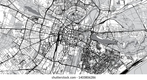 Urban vector city map of Poznan, Poland