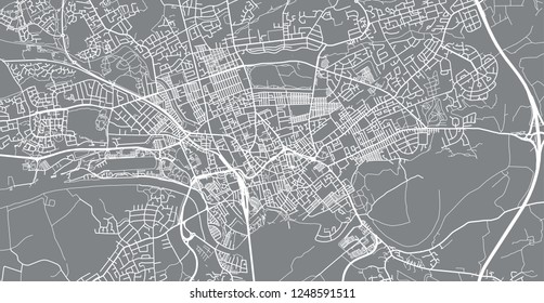 Urban vector city map of Preston, England