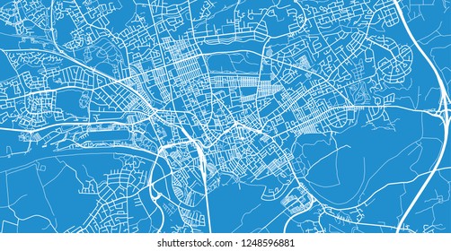 Urban vector city map of Preston, England