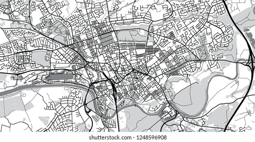 Urban vector city map of Preston, England