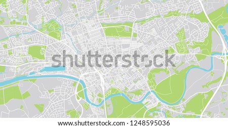 Urban vector city map of Preston, England