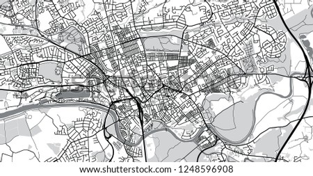 Urban vector city map of Preston, England