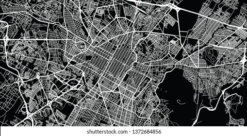 Urban vector city map of Puebla, Mexico