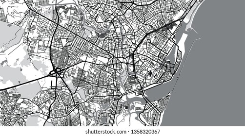 Urban vector city map of Recife, Brazil