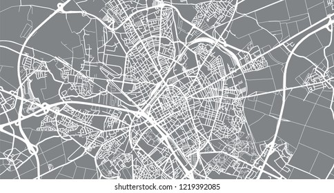 Urban vector city map of Reims, France