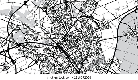 Urban vector city map of Reims, France