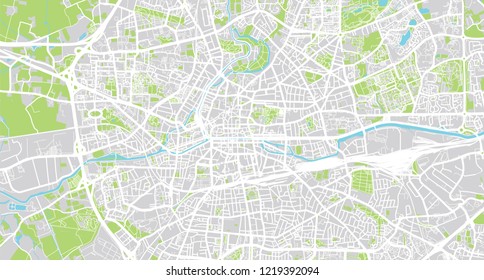 Urban vector city map of Rennes, France