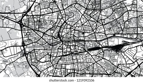 Urban vector city map of Rennes, France