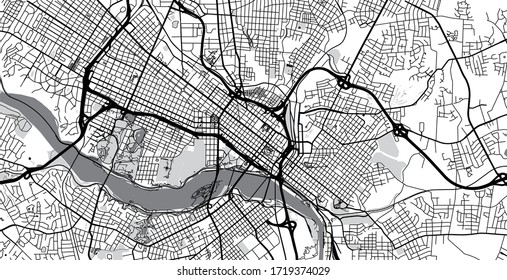 Urban Vector City Map Of Richmond, USA. Virginia State Capital