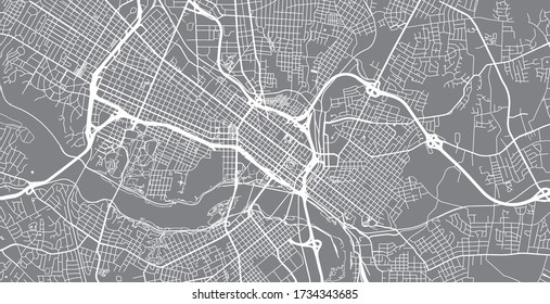 Urban Vector City Map Of Richmond, USA. Virginia State Capital