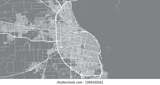 Urban vector city map of Rosario, Argentina