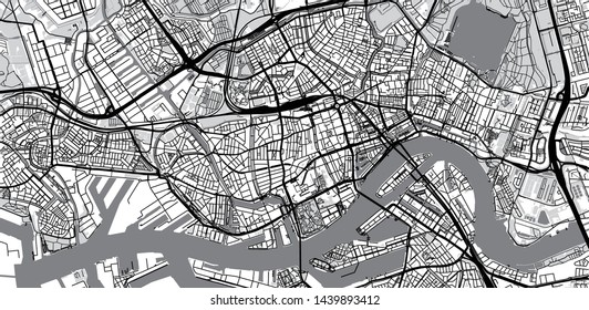 Urban vector city map of Rotterdam, The Netherlands