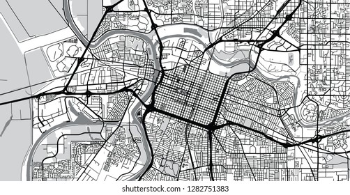 Urban vector city map of Sacramento, California, United States of America