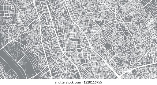 Urban vector city map of Saitama, Japan